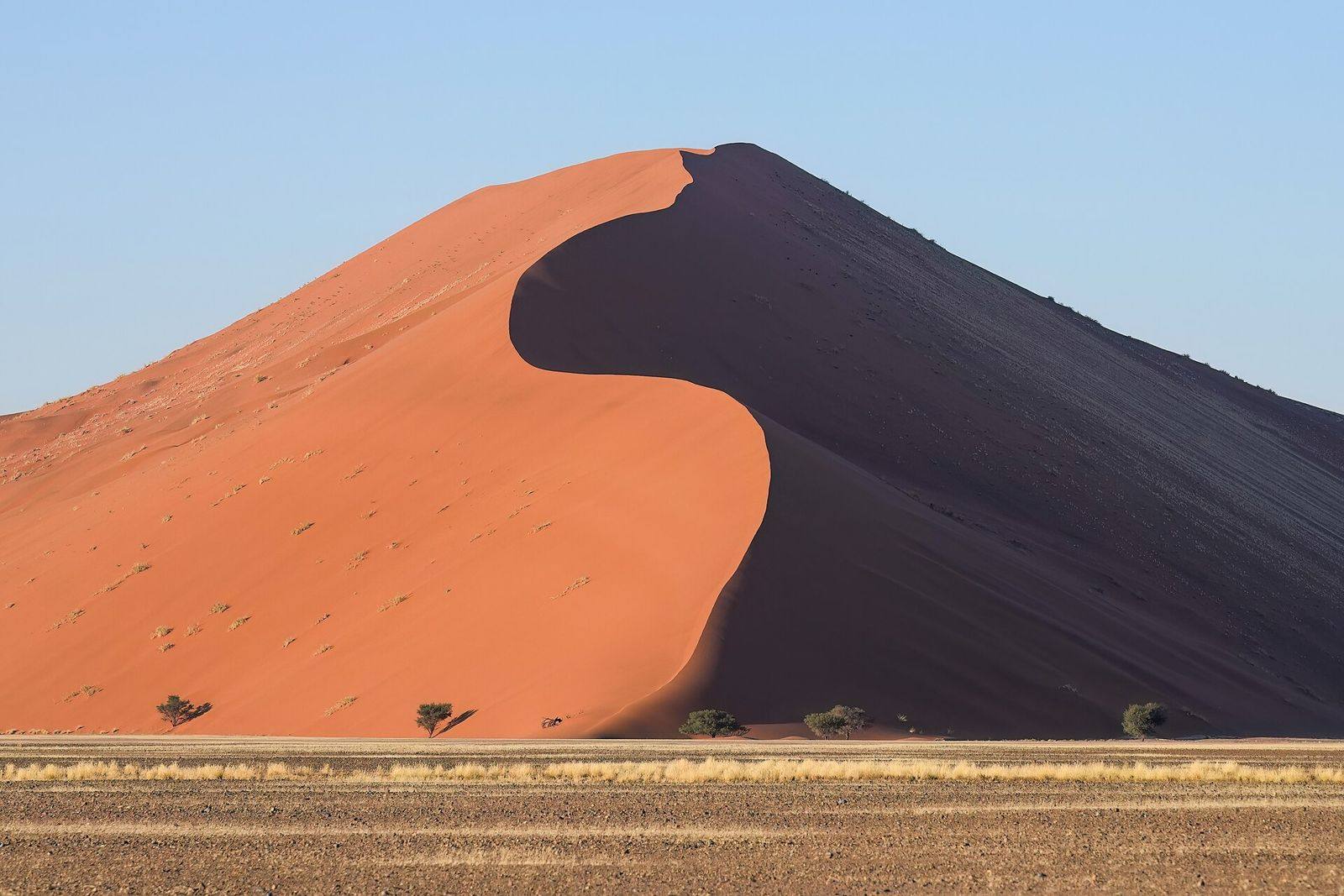 Duna 45 ao nascer do sol, em Sossusvlei, na Namíbia